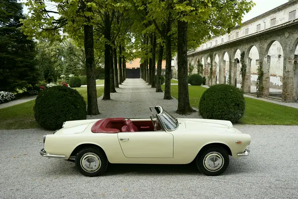 Lancia Flaminia Convertibile Touring - Profilo nel viale alberato